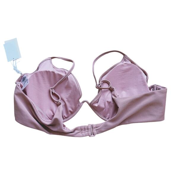 NWT Good American Ribbed Bikini Top 3XL Desert Rose Pink Mauve - Picture 4 of 8